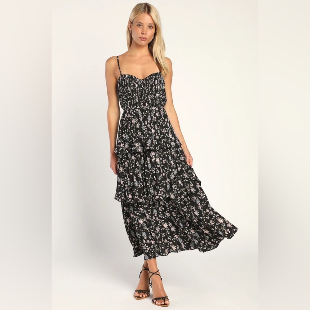 Lulu’s Cascading Crush Tiered Midi Dress